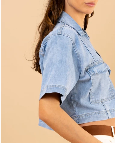 Chemise crop poches
