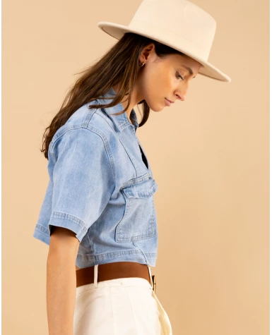 Chemise crop poches