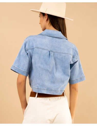 Chemise crop poches