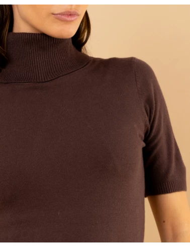 Pull col roulé manches courtes