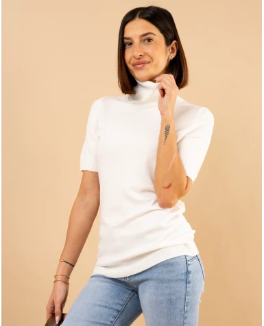 Pull col roulé manches courtes