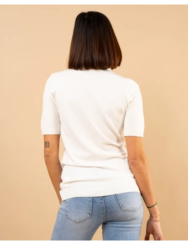 Pull col roulé manches courtes