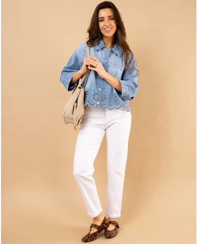 Veste jean brodée