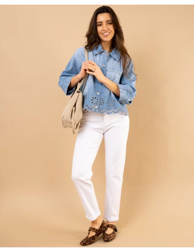 Veste jean brodée