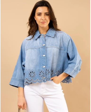 Veste jean brodée