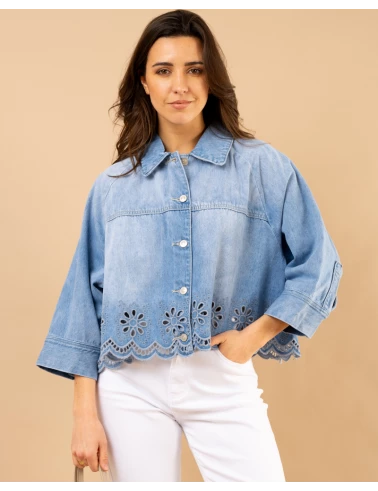 Veste jean brodée