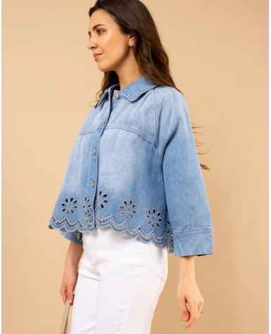 Veste jean brodée