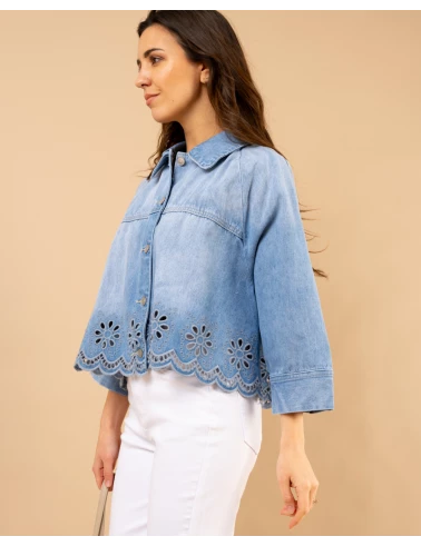 Veste jean brodée