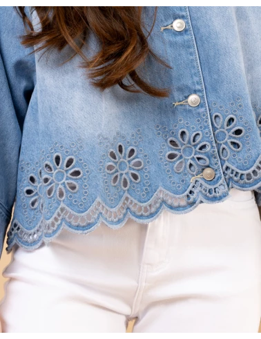 Veste jean brodée