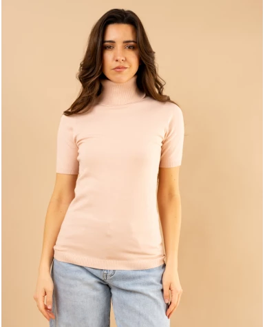 Pull col roulé manches courtes
