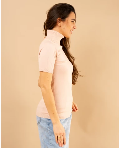 Pull col roulé manches courtes