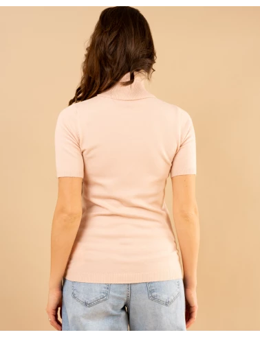 Pull col roulé manches courtes