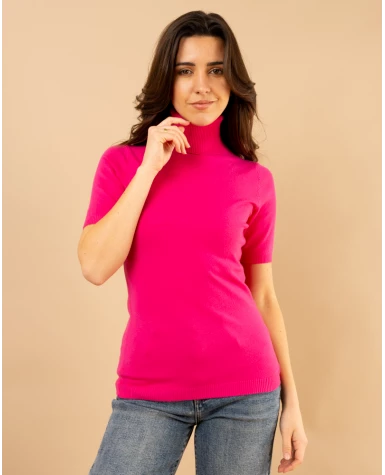 Pull col roulé manches courtes