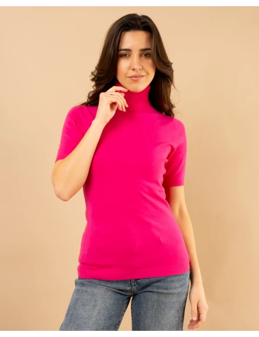 Pull col roulé manches courtes