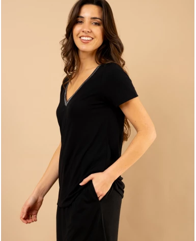T-shirt col en v lurex