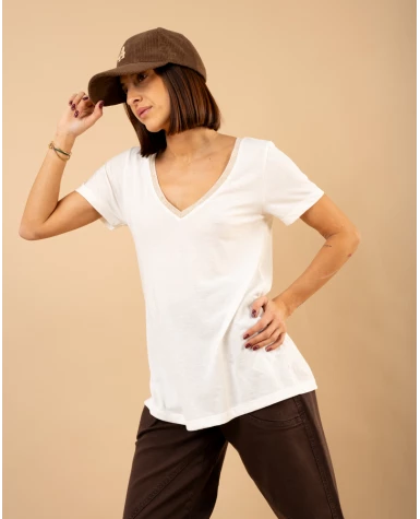 T-shirt col en v lurex