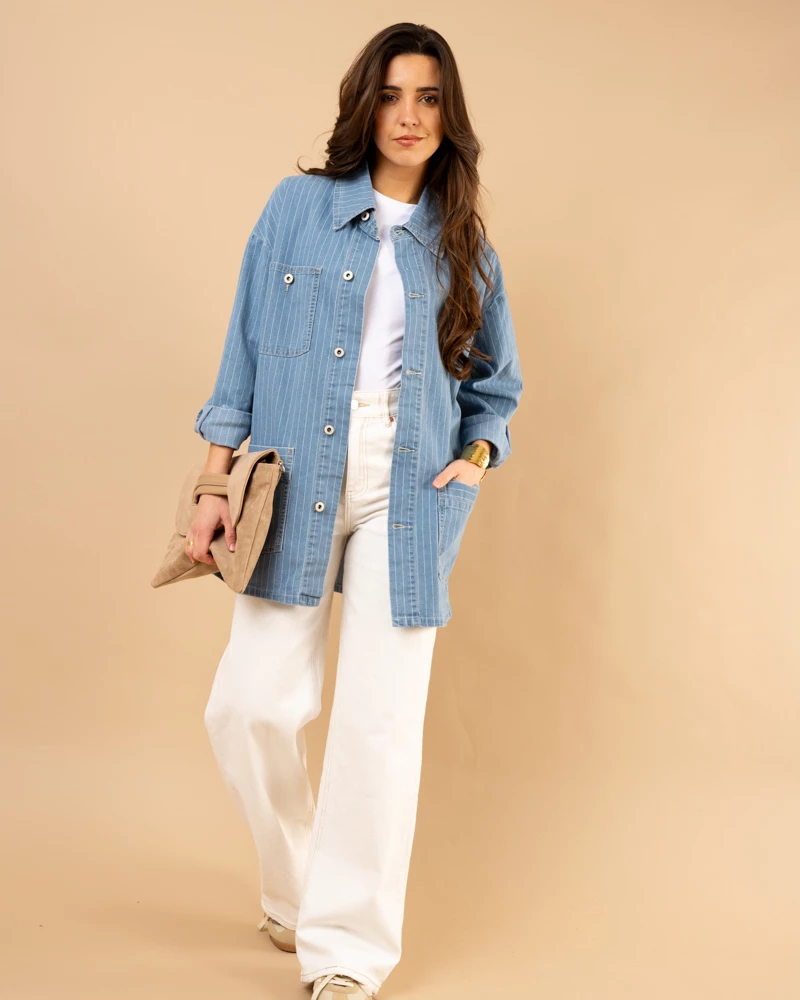 Veste jean rayée