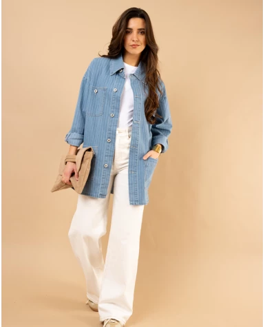 Veste jean rayée