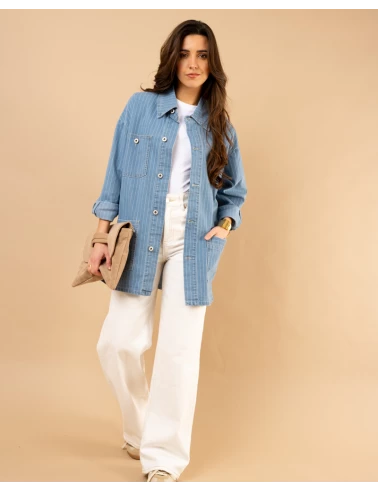 Veste jean rayée