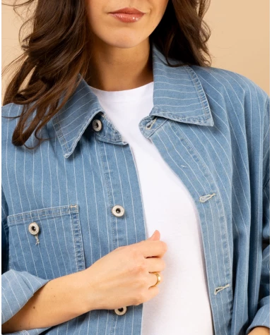 Veste jean rayée