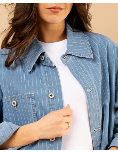 Veste jean rayée