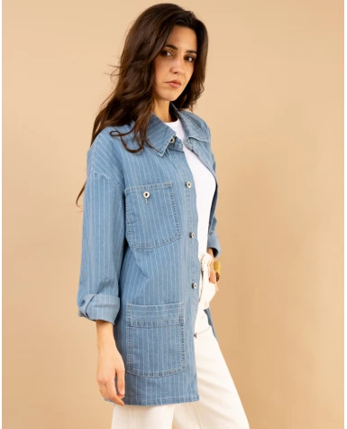 Veste jean rayée