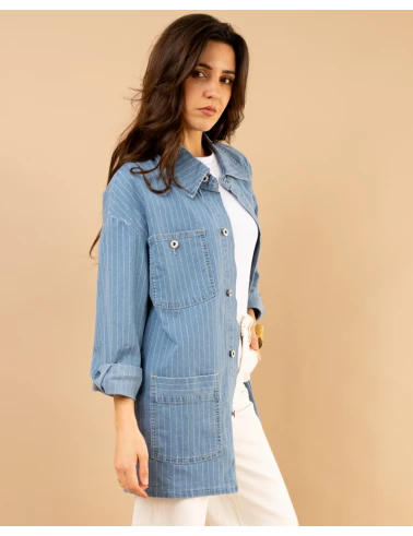Veste jean rayée