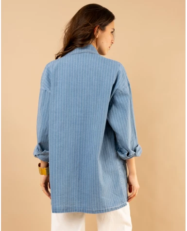 Veste jean rayée