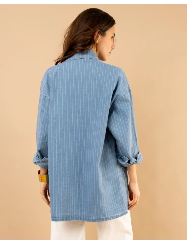 Veste jean rayée