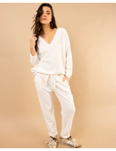 Pantalon effet velours