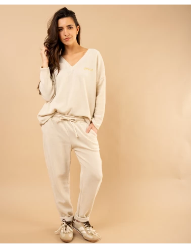 Pantalon effet velours