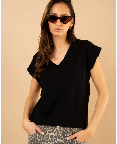 T-shirt col en v