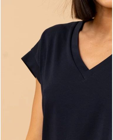 T-shirt col en v