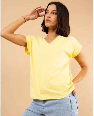 T-shirt col en v