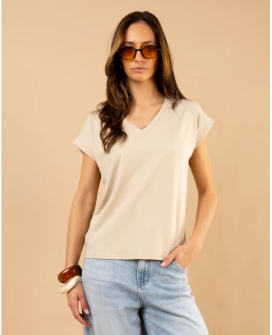 T-shirt col en v