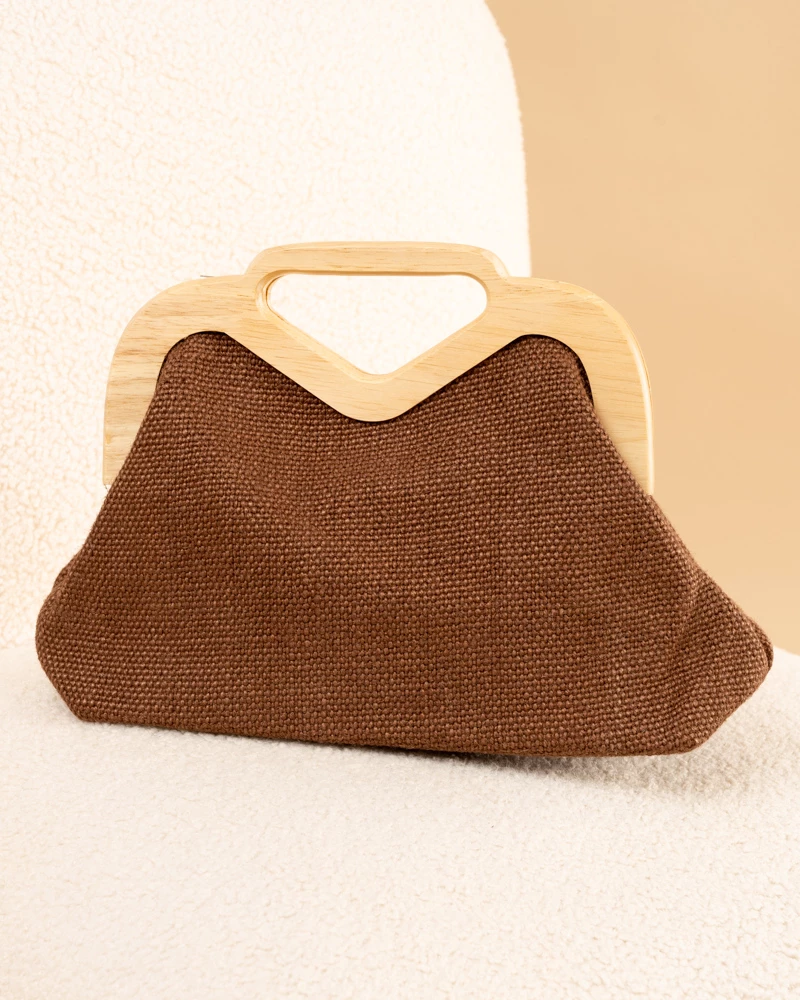 Pochette lin bois