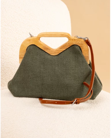 Pochette lin bois