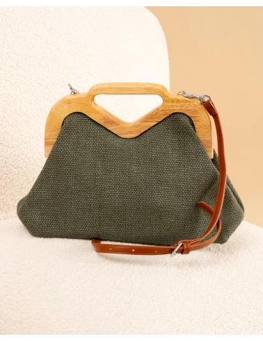 Pochette lin bois