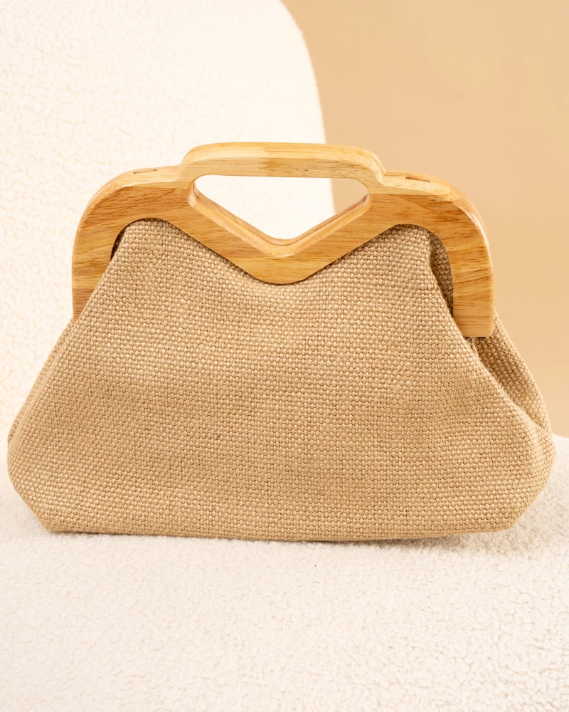 Pochette lin bois