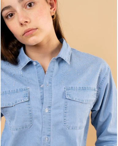 Chemise jean strass