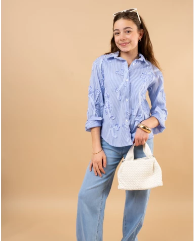 Chemise rayée fleurs