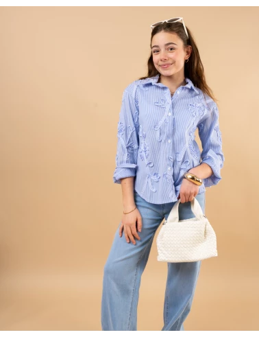 Chemise rayée fleurs