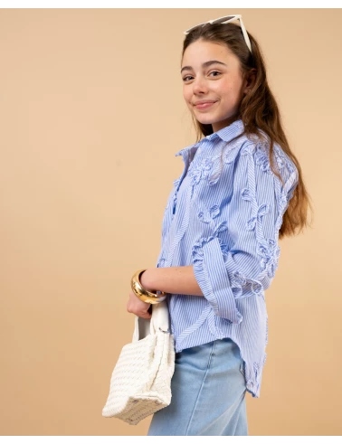 Chemise rayée fleurs