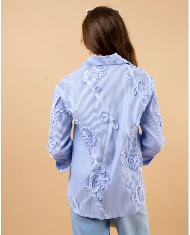 Chemise rayée fleurs