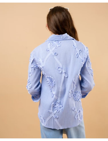 Chemise rayée fleurs