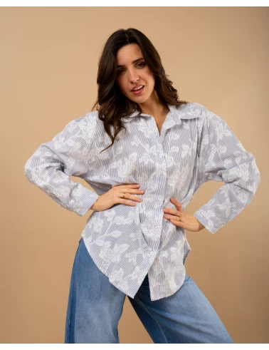 Chemise fleurs brodées