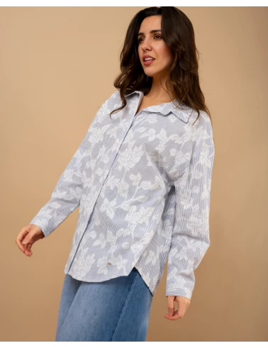 Chemise fleurs brodées