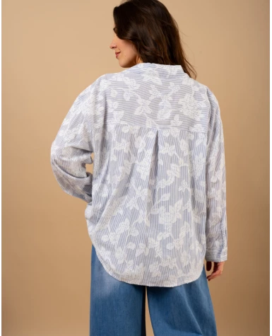 Chemise fleurs brodées