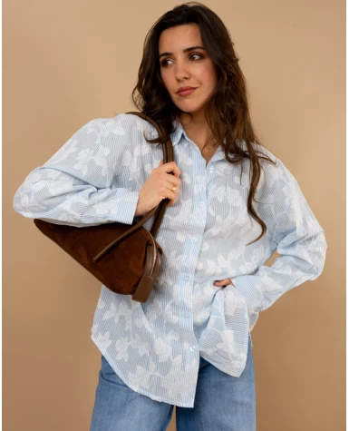 Chemise fleurs brodées