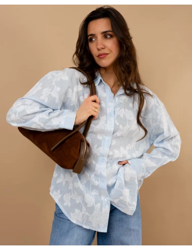 Chemise fleurs brodées